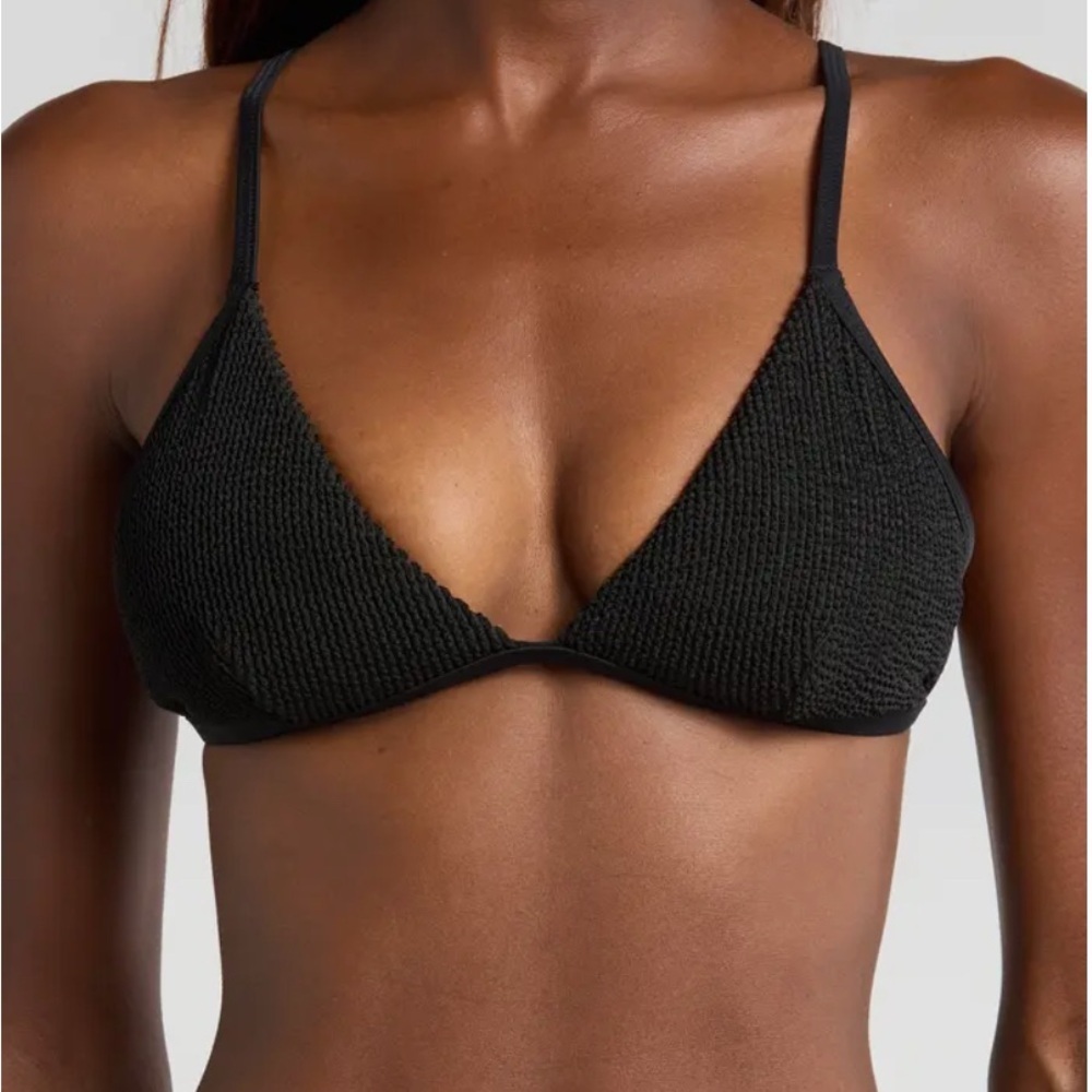 NWT Good American Always Fit Bikini Top Black Ribbed Size 2X